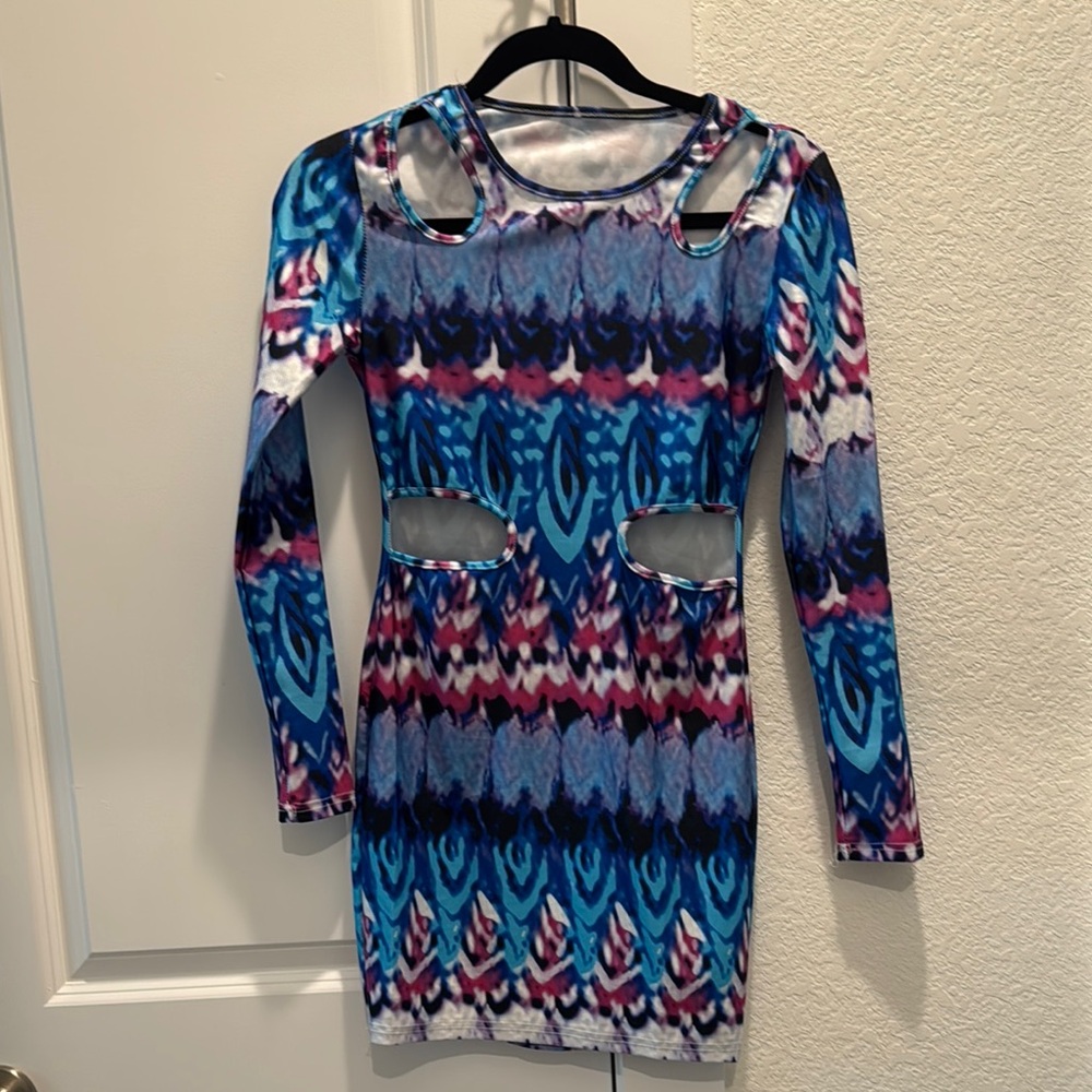 Vibrant Patterned Cutout Dress